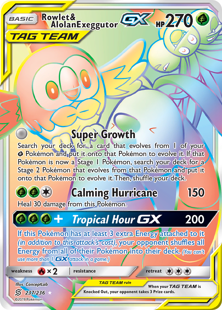 Rowlet & Alolan Exeggutor GX (237/236) [Sun & Moon: Unified Minds] | Golgari Games