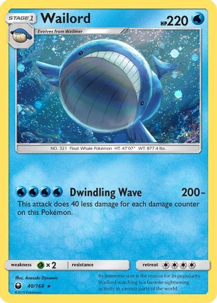 Wailord (40/168) (Cosmos Holo) [Sun & Moon: Celestial Storm] | Golgari Games