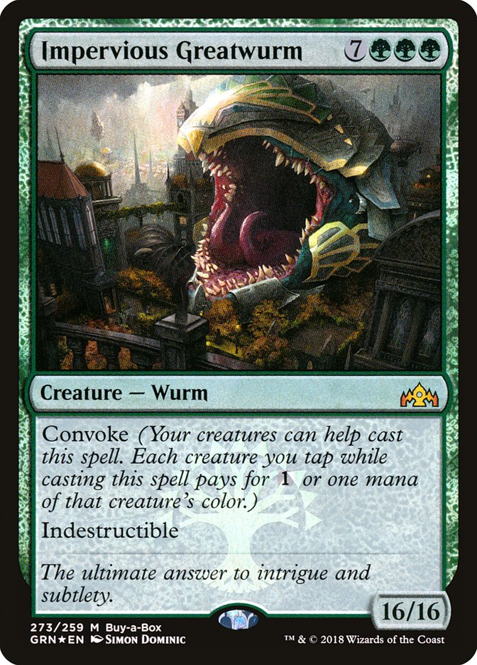 Impervious Greatwurm (Buy-A-Box) [Guilds of Ravnica] | Golgari Games