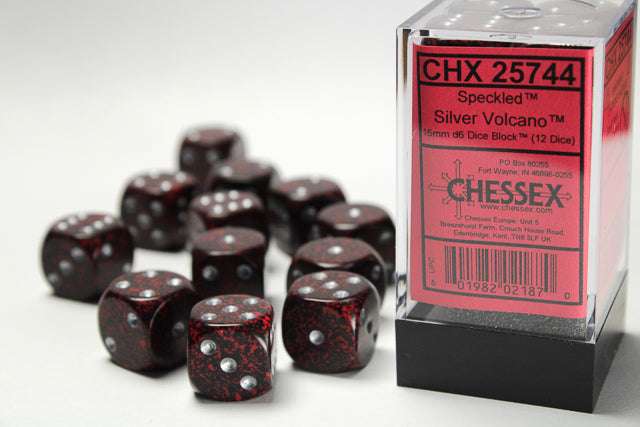 Chessex 16mm D6 Dice Block - 12 Dice Set -Spackled | Golgari Games