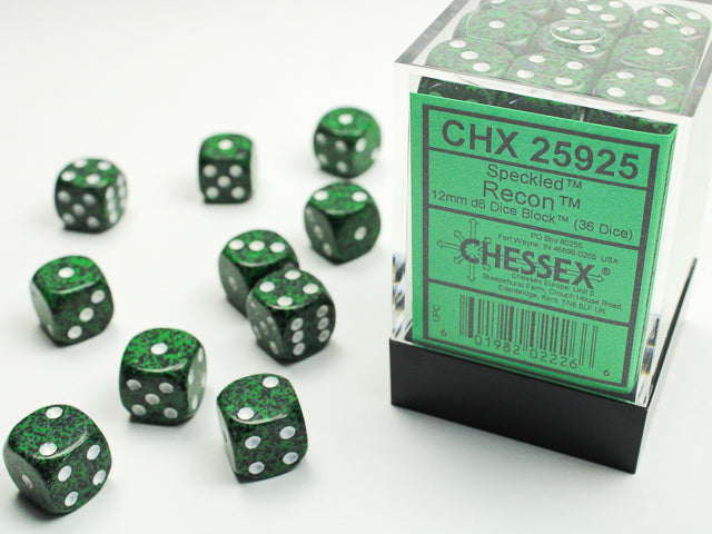 Chessex 12mm D6 Dice Block - 36 Dice Set -Speckled | Golgari Games