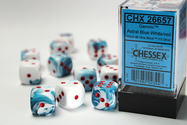 Chessex 16mm D6 Dice Block - 12 Dice Set -Gemini | Golgari Games