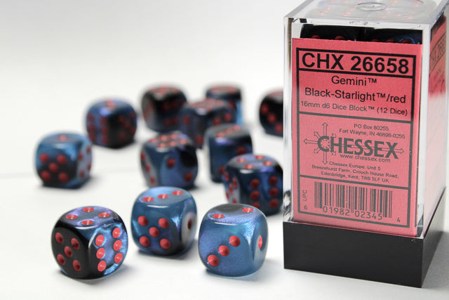 Chessex 16mm D6 Dice Block - 12 Dice Set -Gemini | Golgari Games