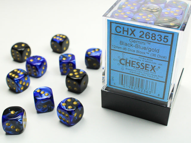 Chessex 12mm D6 Dice Block - 36 Dice Set -Gemini | Golgari Games