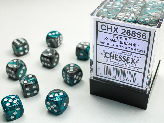 Chessex 12mm D6 Dice Block - 36 Dice Set -Gemini | Golgari Games