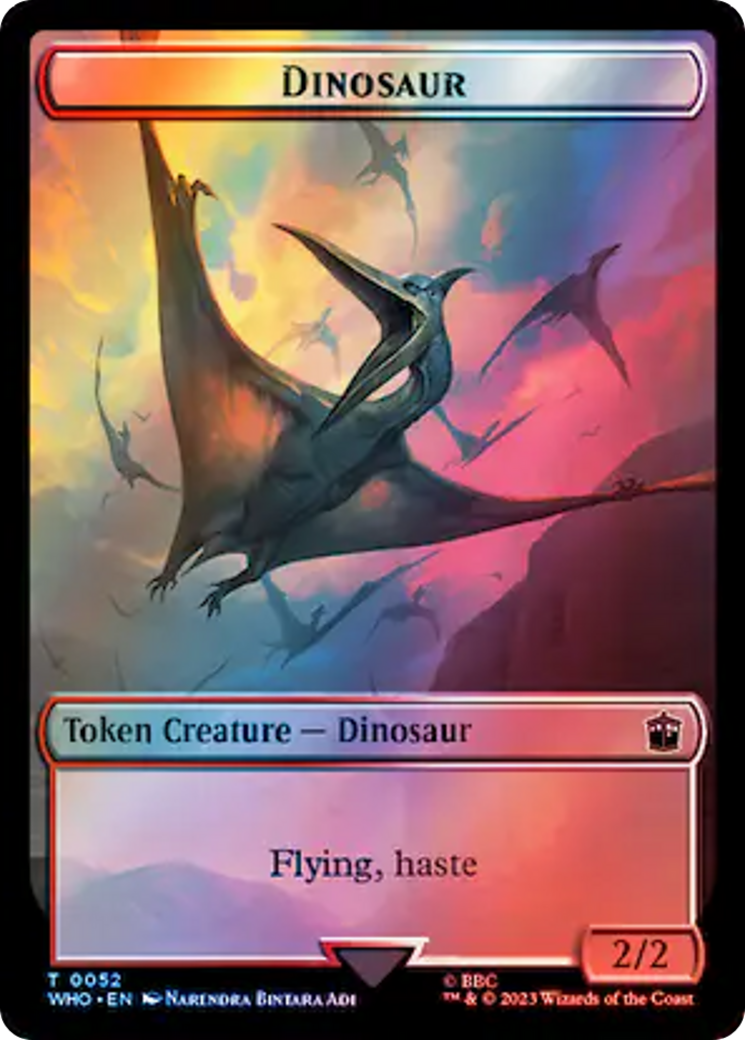 Human (0037) // Dinosaur Double-Sided Token (Surge Foil) [Doctor Who Tokens] | Golgari Games