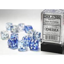 Chessex 16mm D6 Dice Block - 12 Dice Set - Nebula | Golgari Games