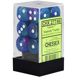 Chessex 16mm D6 Dice Block - 12 Dice Set -Festive | Golgari Games