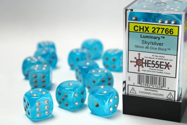 Chessex 16mm D6 Dice Block - 12 Dice Set - Luminary | Golgari Games