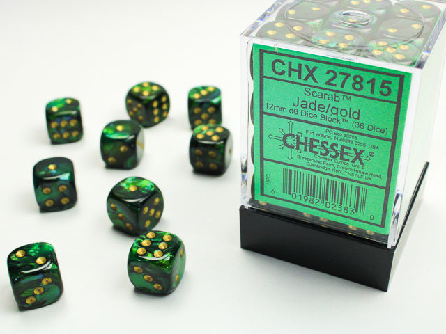 Chessex 12mm D6 Dice Block - 36 Dice Set -Scarab | Golgari Games