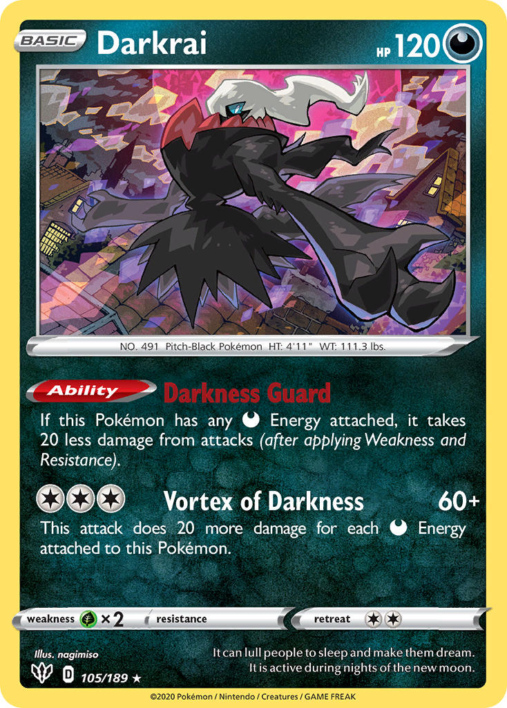 Darkrai (105/189) (Theme Deck Exclusive) [Sword & Shield: Darkness Ablaze] | Golgari Games