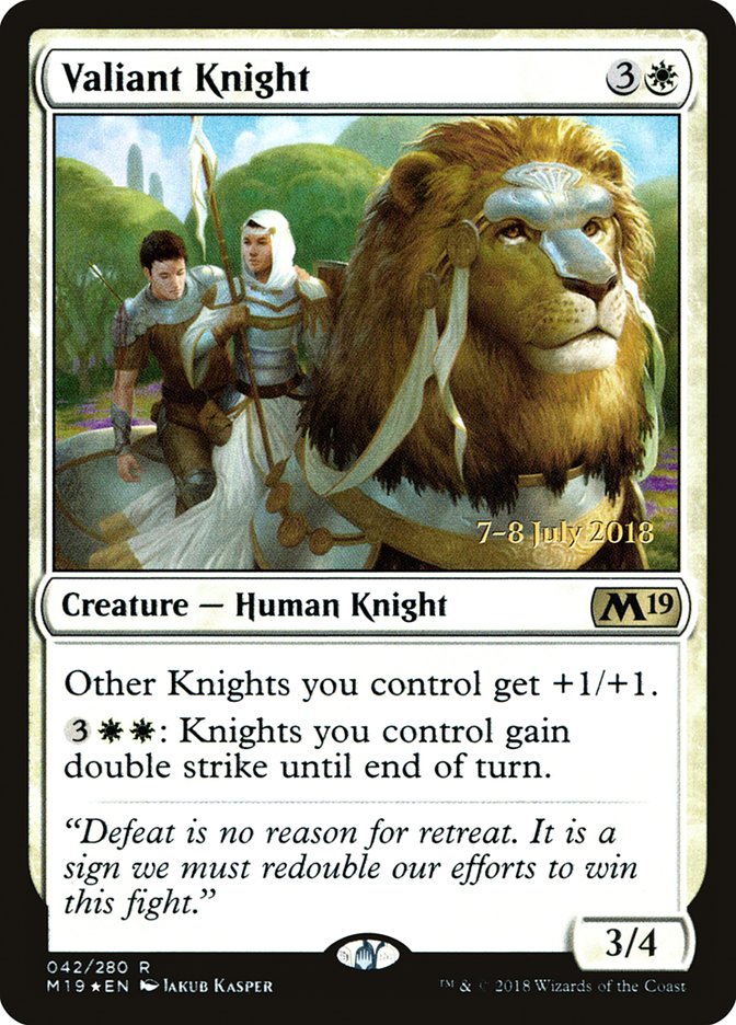 Valiant Knight [Core Set 2019 Prerelease Promos] | Golgari Games