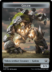 Golem // Clue Double-Sided Token [March of the Machine Commander Tokens] | Golgari Games