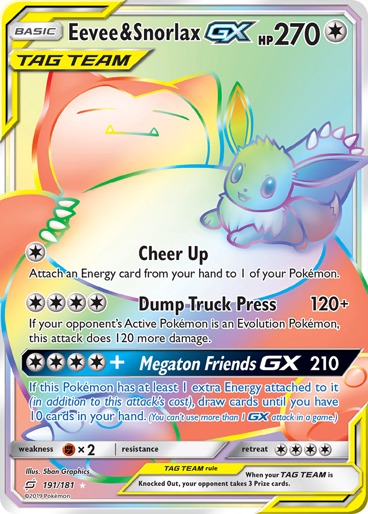 Eevee & Snorlax GX (191/181) [Sun & Moon: Team Up] | Golgari Games