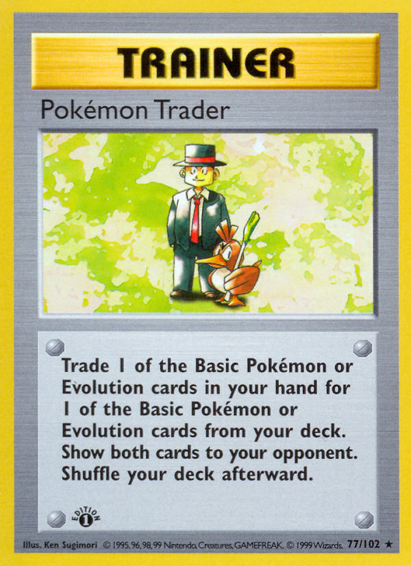 Pokemon Trader (77/102) (Shadowless) [Base Set 1st Edition] | Golgari Games