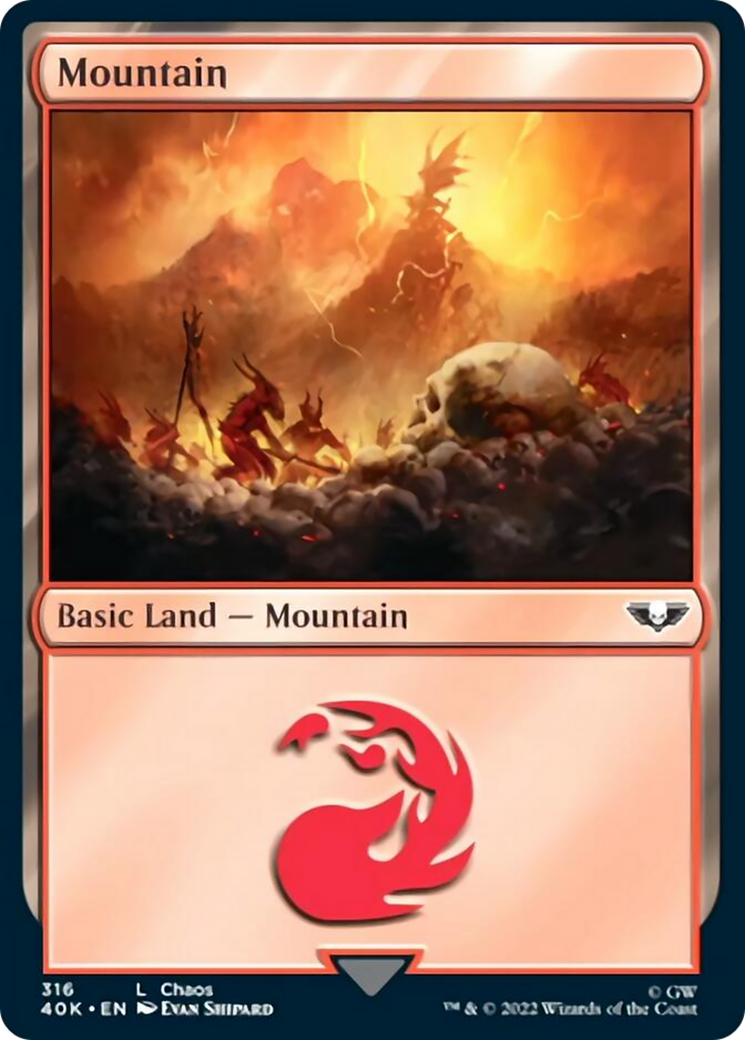 Mountain (316) (Surge Foil) [Universes Beyond: Warhammer 40,000] | Local Legends
