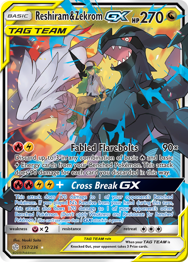 Reshiram & Zekrom GX (157/236) [Sun & Moon: Cosmic Eclipse] | Golgari Games