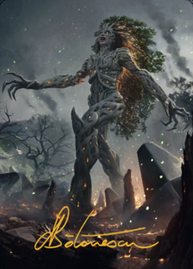 Titania, Gaea Incarnate Art Card (Gold-Stamped Signature) [The Brothers' War Art Series] | Golgari Games