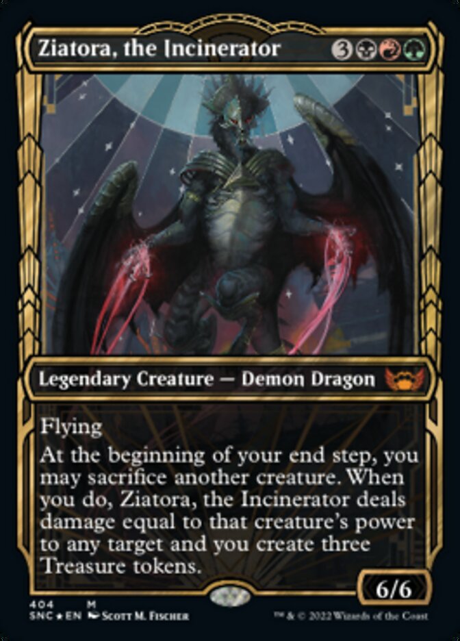 Ziatora, the Incinerator (Showcase Golden Age Gilded Foil) [Streets of New Capenna] | Golgari Games