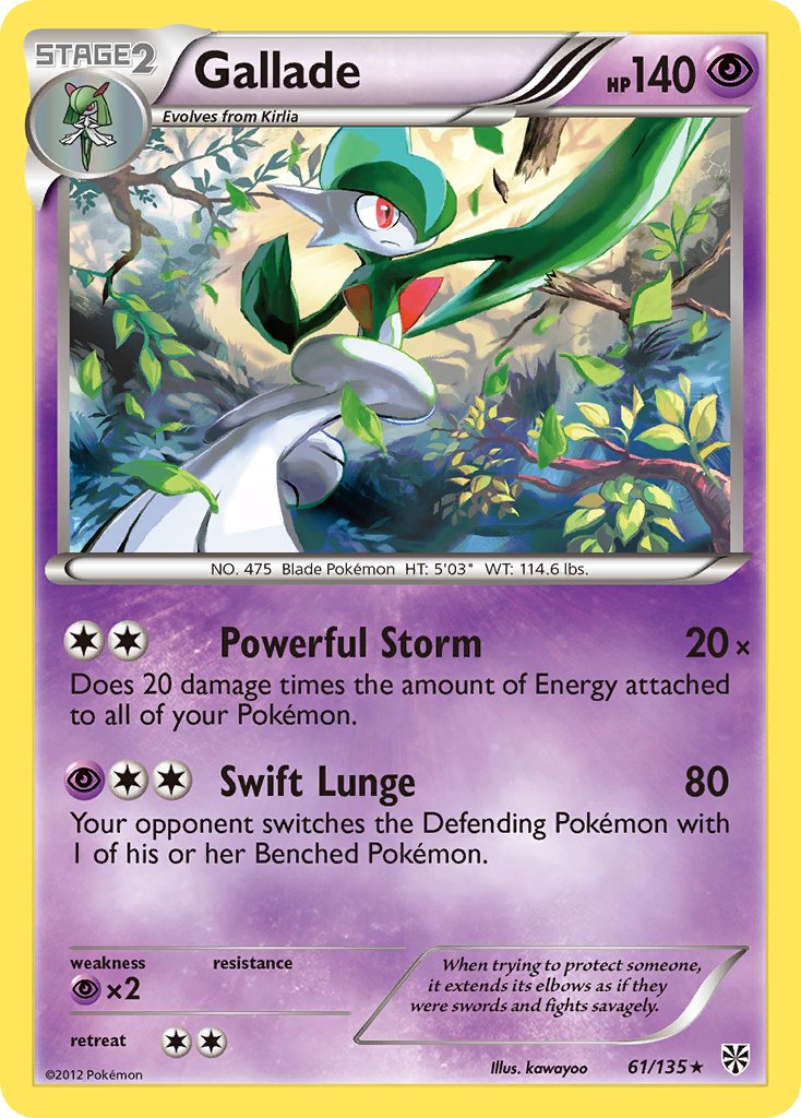 Gallade (61/135) (Cosmos Holo) (Blister Exclusive) [Black & White: Plasma Storm] | Golgari Games