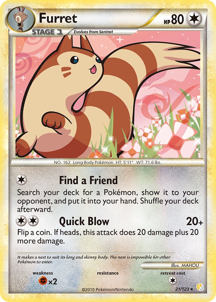 Furret (21/123) [HeartGold & SoulSilver: Base Set] | Golgari Games