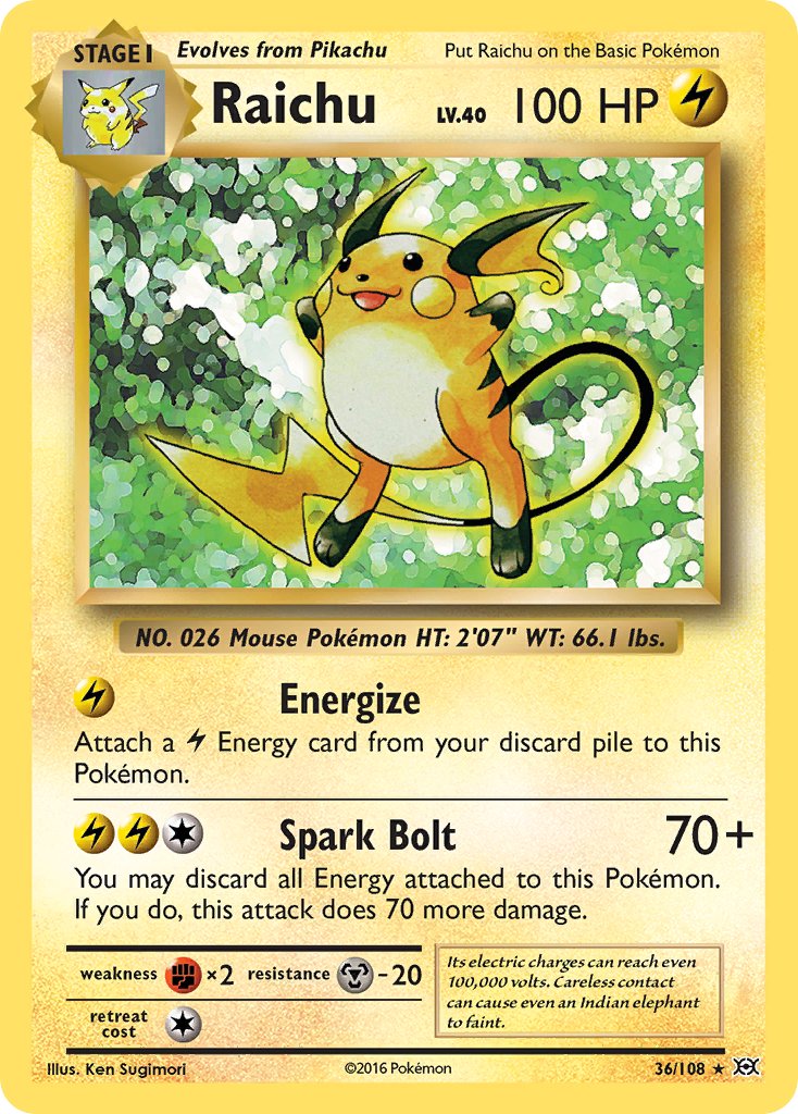 Raichu (36/108) (Theme Deck Exclusive) [XY: Evolutions] | Local Legends
