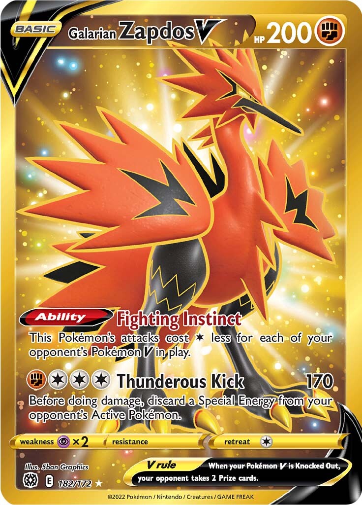 Galarian Zapdos V (182/172) [Sword & Shield: Brilliant Stars] | Golgari Games