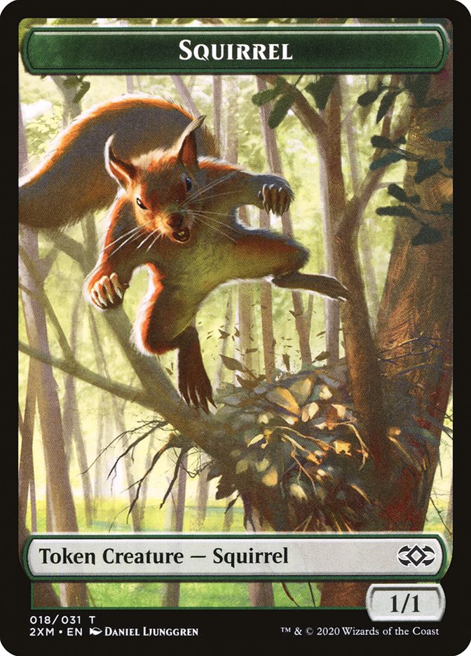 Demon // Squirrel Double-sided Token [Double Masters Tokens] | Golgari Games