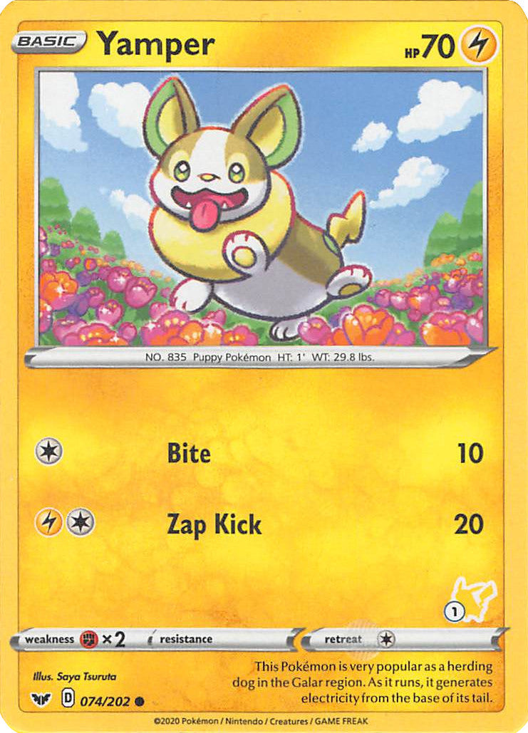 Yamper (074/202) (Pikachu Stamp #1) [Battle Academy 2022] | Golgari Games