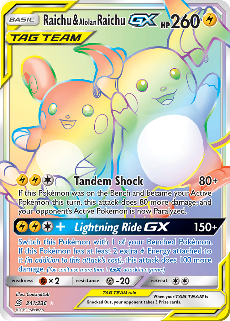 Raichu & Alolan Raichu GX (241/236) [Sun & Moon: Unified Minds] | Golgari Games