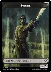 Salamander Warrior // Zombie Double-Sided Token [Murders at Karlov Manor Commander Tokens] | Golgari Games