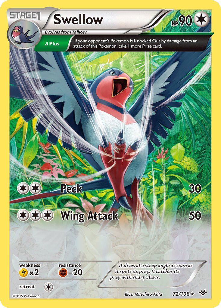 Swellow (72/108) (Theme Deck Exclusive) [XY: Roaring Skies] | Golgari Games