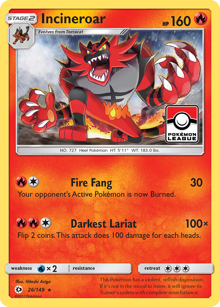 Incineroar (26/149) [Sun & Moon: Base Set] | Golgari Games