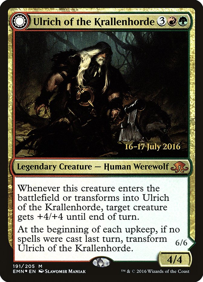 Ulrich of the Krallenhorde // Ulrich, Uncontested Alpha [Eldritch Moon Prerelease Promos] | Golgari Games