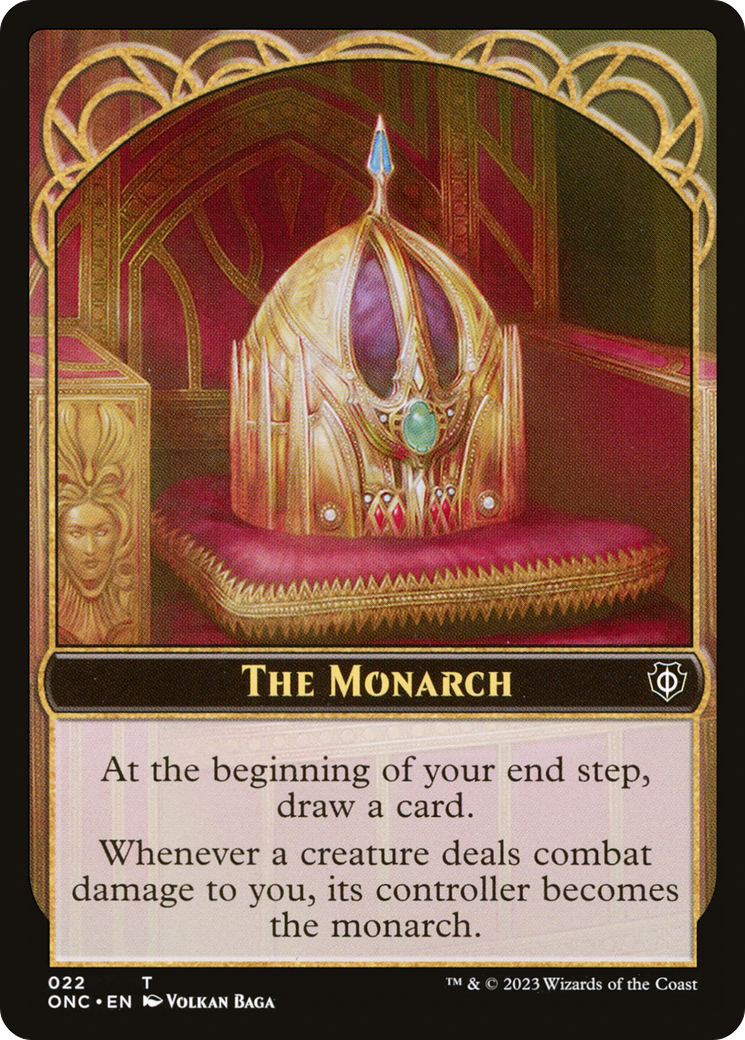 The Monarch // Golem Double-Sided Token [Phyrexia: All Will Be One Commander Tokens] | Golgari Games