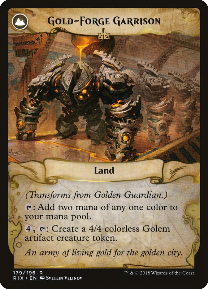 Golden Guardian // Gold-Forge Garrison [Rivals of Ixalan] | Golgari Games