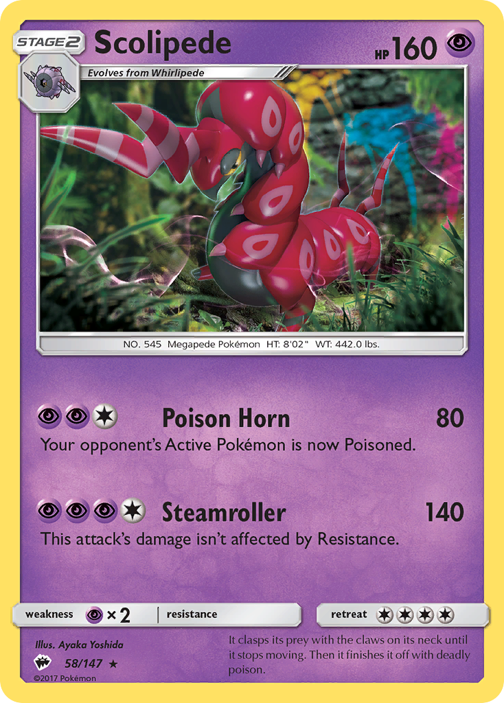 Scolipede (58/147) [Sun & Moon: Burning Shadows] | Golgari Games