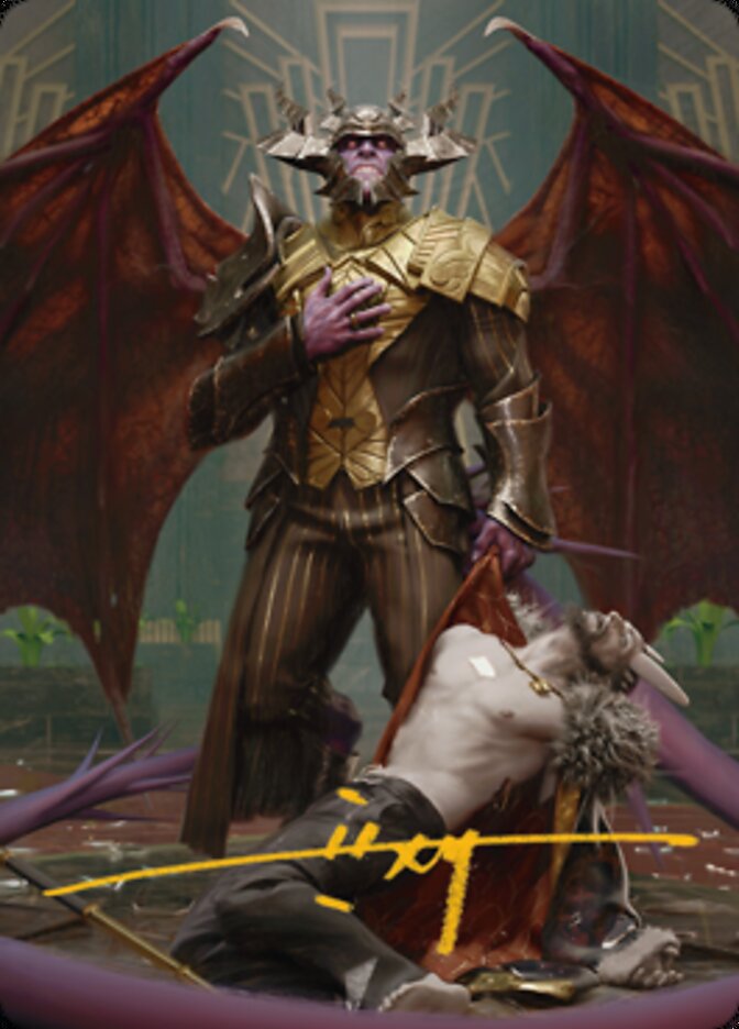 Ob Nixilis, the Adversary 1 Art Card (Gold-Stamped Signature) [Streets of New Capenna Art Series] | Golgari Games