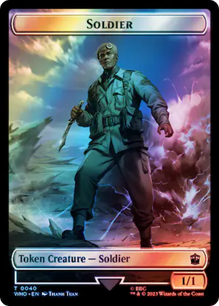 Soldier // Treasure (0061) Double-Sided Token (Surge Foil) [Doctor Who Tokens] | Golgari Games