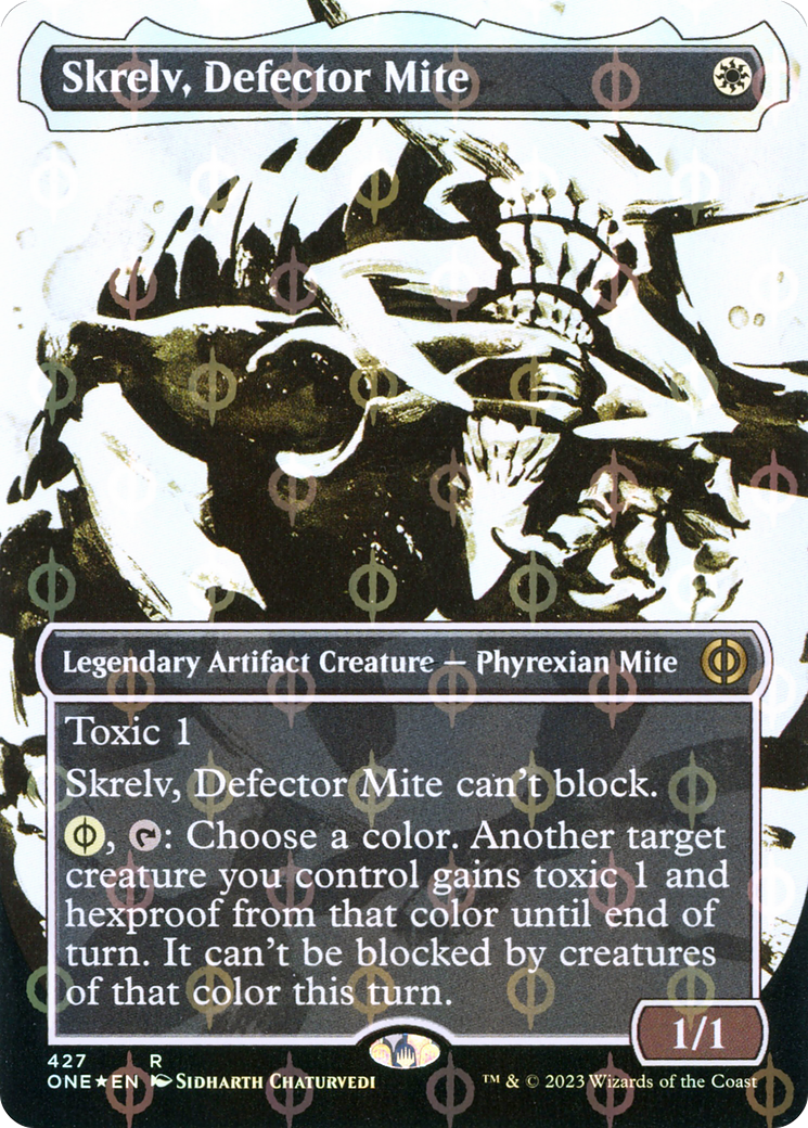 Skrelv, Defector Mite (Borderless Ichor Step-and-Compleat Foil) [Phyrexia: All Will Be One] | Golgari Games