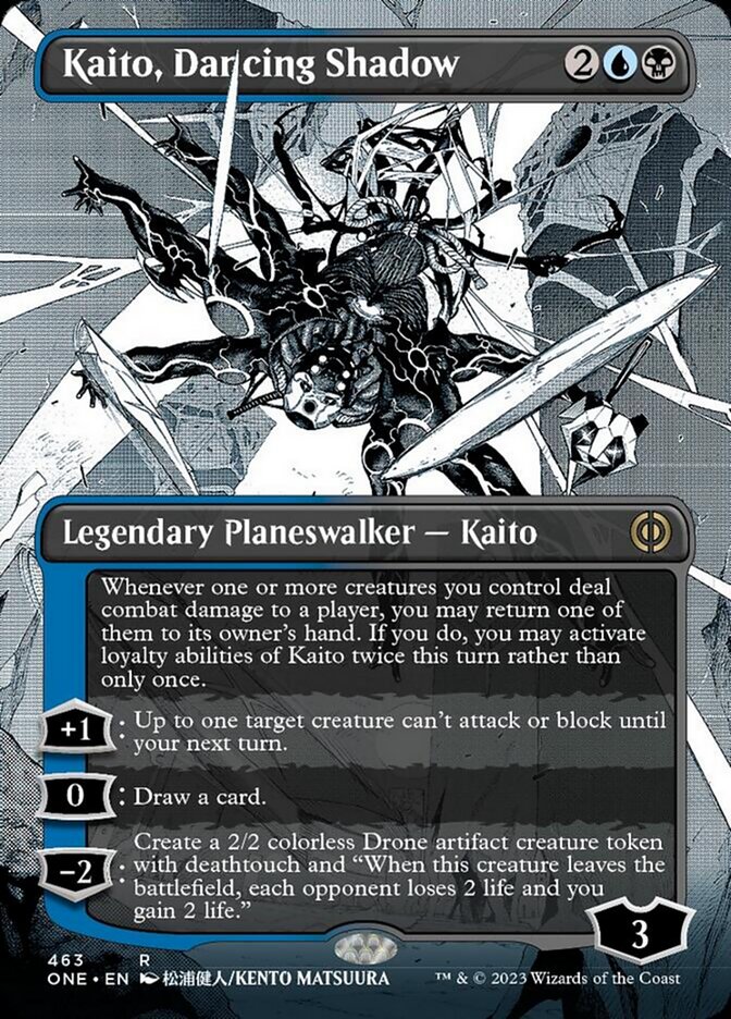 Kaito, Dancing Shadow (Borderless Manga Step-and-Compleat Foil) [Phyrexia: All Will Be One] | Golgari Games