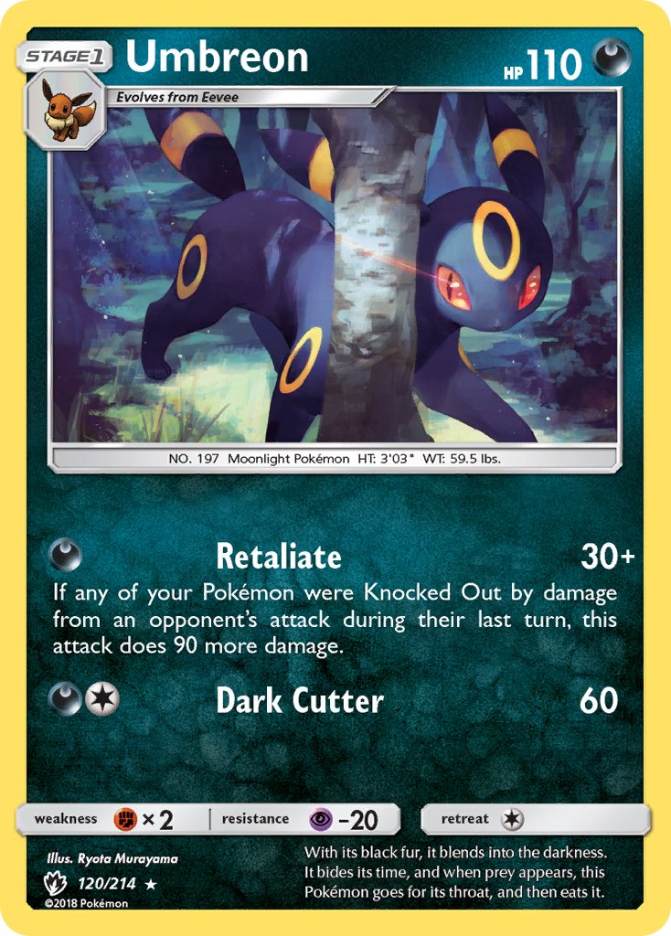 Umbreon (120/214) (Cosmos Holo) (Blister Exclusive) [Sun & Moon: Lost Thunder] | Golgari Games