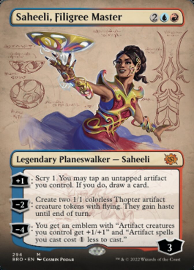 Saheeli, Filigree Master (Borderless Alternate Art) [The Brothers' War] | Golgari Games