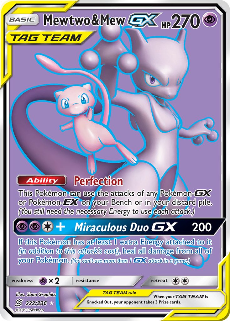 Mewtwo & Mew GX (222/236) [Sun & Moon: Unified Minds] | Golgari Games