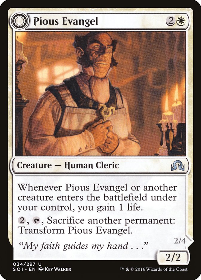 Pious Evangel // Wayward Disciple [Shadows over Innistrad] | Golgari Games