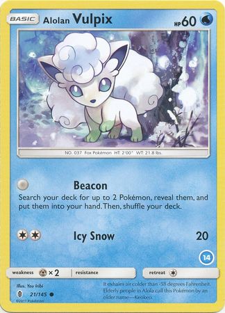 Alolan Vulpix (21/145) (Deck Exclusive #14) [Sun & Moon: Trainer Kit - Alolan Ninetales] | Golgari Games