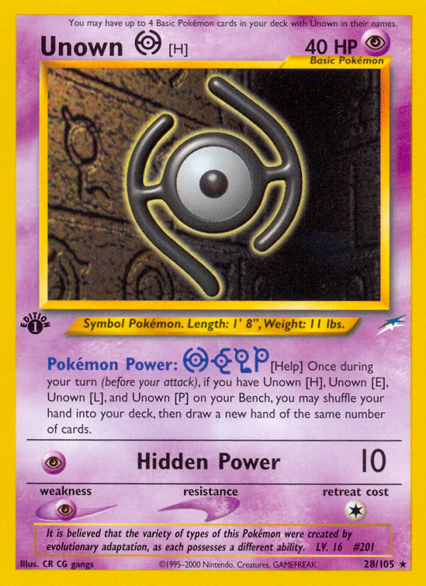 Unown [H] (28/105) [Neo Destiny 1st Edition] | Golgari Games