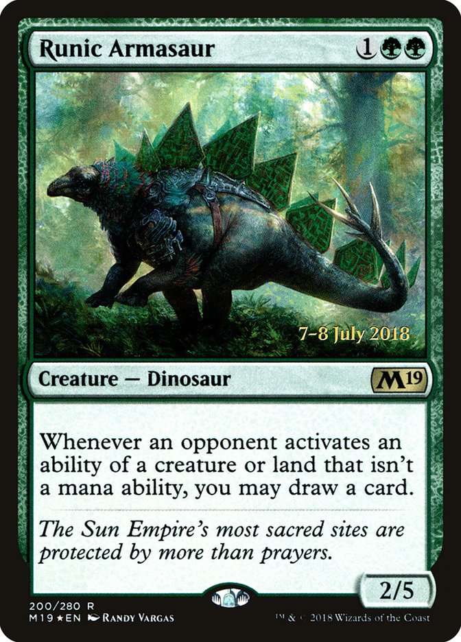 Runic Armasaur [Core Set 2019 Prerelease Promos] | Golgari Games