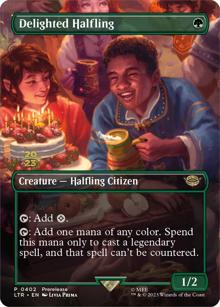 Delighted Halfling (402) [The Lord of the Rings: Tales of Middle-Earth Prerelease Promos] | Local Legends