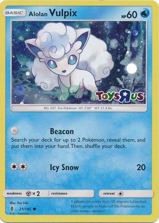 Alolan Vulpix (21/145) (Toys R Us Promo) [Sun & Moon: Guardians Rising] | Golgari Games